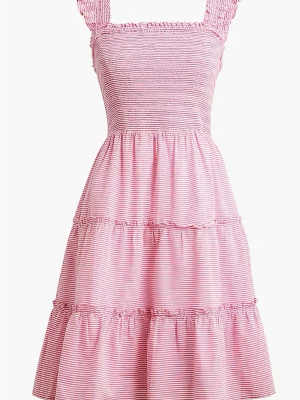 J. Crew Factory Pink Striped Tiered Sundress